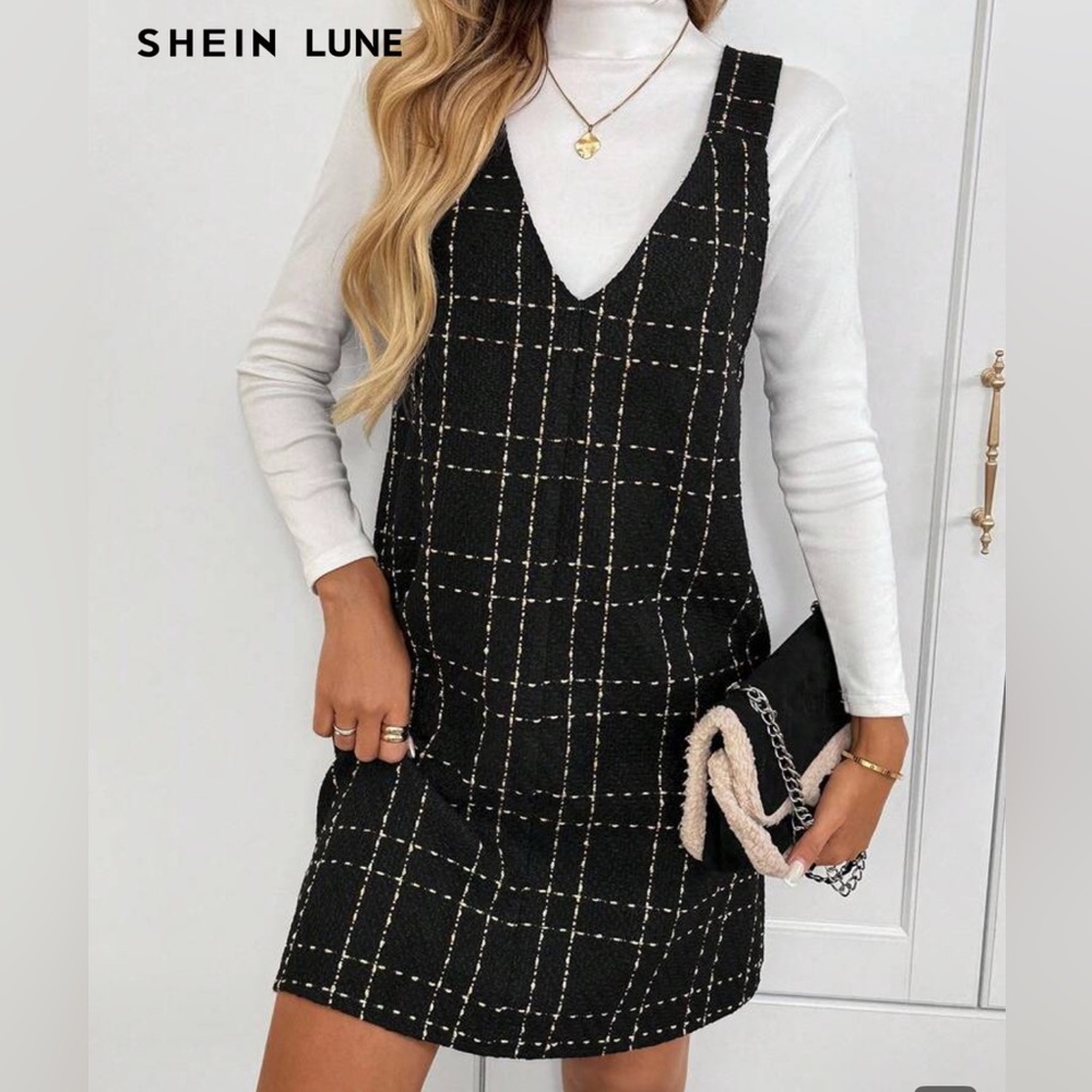 Plaid sleeveless tweed dress NWOT size XL